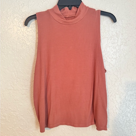 American Eagle Outfitters Tops - American Eagle Soft & Sexy Ribbed Sleeveless Turtleneck Dusty Pink – Size Large